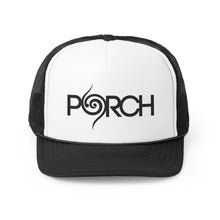 Load image into Gallery viewer, PORCH TRUCKER HAT BLACK LOGO
